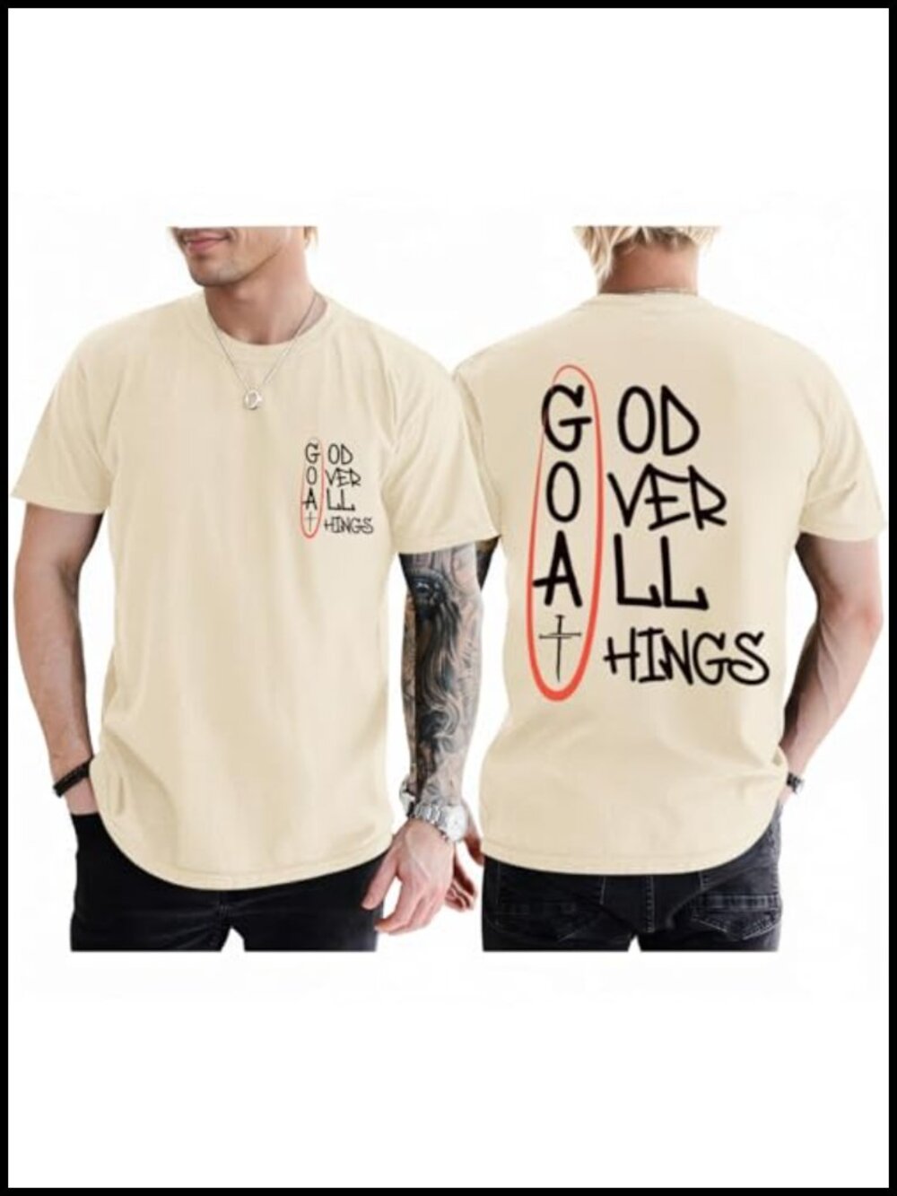 Christian God Over All Things Graphic T-Shirt Men's Cotton Crew Neck Short
